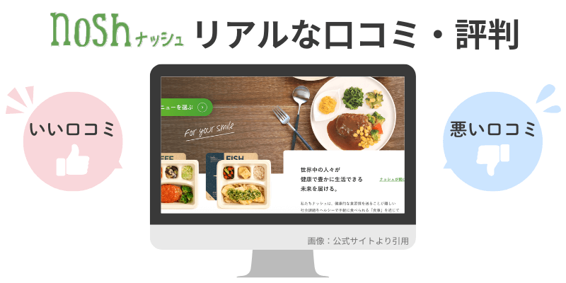 noshの口コミ評判をいい口コミと悪い口コミで紹介することを表した図解
